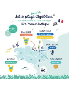 Set de plage hippocampe , seau râteau et pelles - Fabriqué en France à partir d'algues brunes