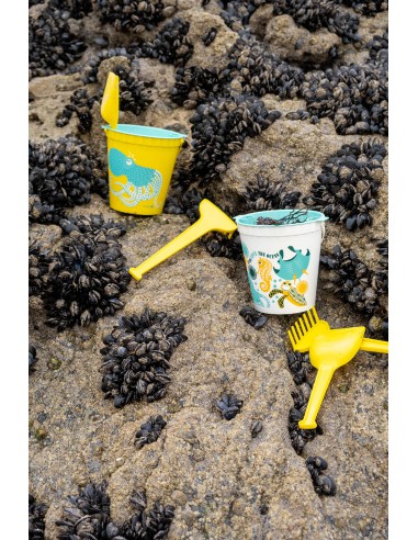 Set de plage océan, seau râteau et pelles - Fabriqué en France à partir d'algues brunes