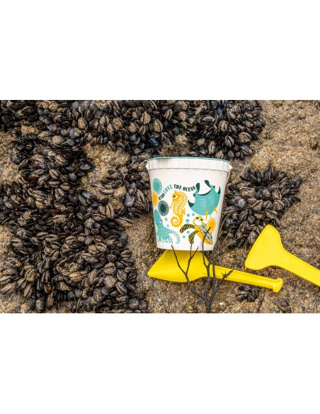 Set de plage océan, seau râteau et pelles - Fabriqué en France à partir d'algues brunes