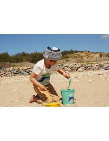 Set de plage poulpe, seau râteau et pelles - Fabriqué en France à partir d'algues brunes