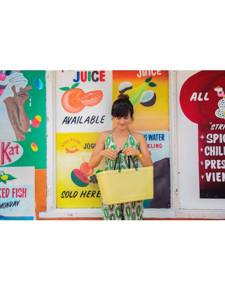 Sac cabas jaune en plastic green- Fabriqué en Europe, 60% bioplastique