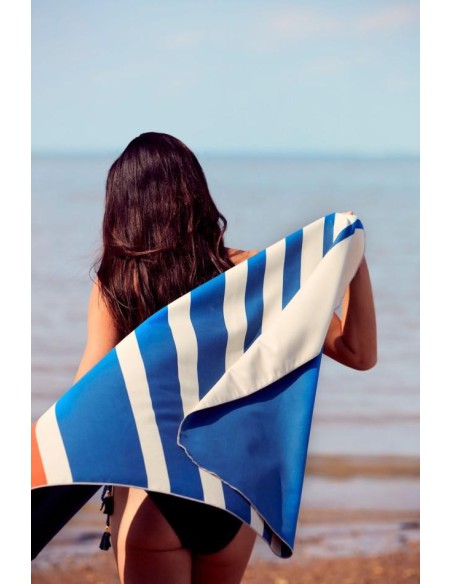 Serviette microfibre polyester bleu marin recyclé à 60% pour la plage, piscine, voyages...
