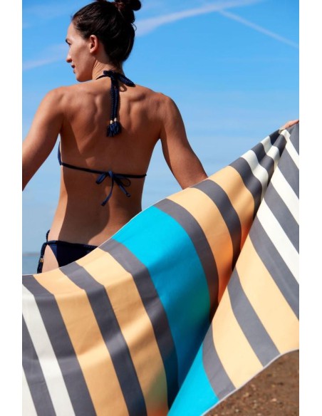 Serviette de plage microfibre recyclée à 60% gris roc - fabrication responsable