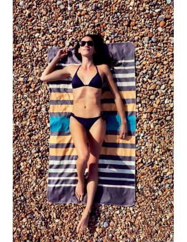 Serviette de plage microfibre recyclée à 60% gris roc - fabrication responsable