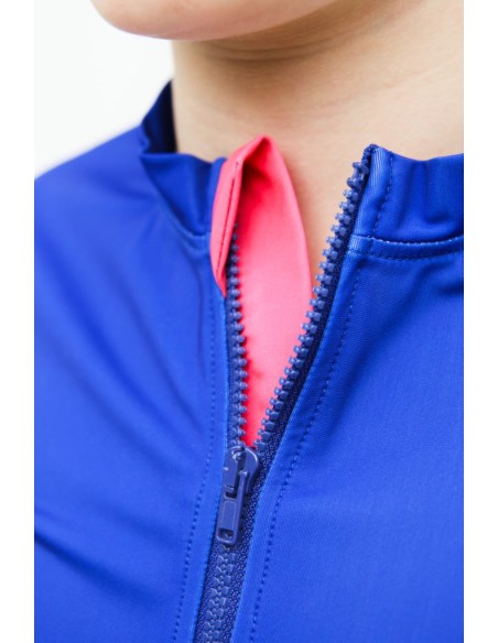 T-shirt anti-uv éco-responsable UPF50+ à zip ventral made in France - de 3 à 10 ans - Macareux farceur