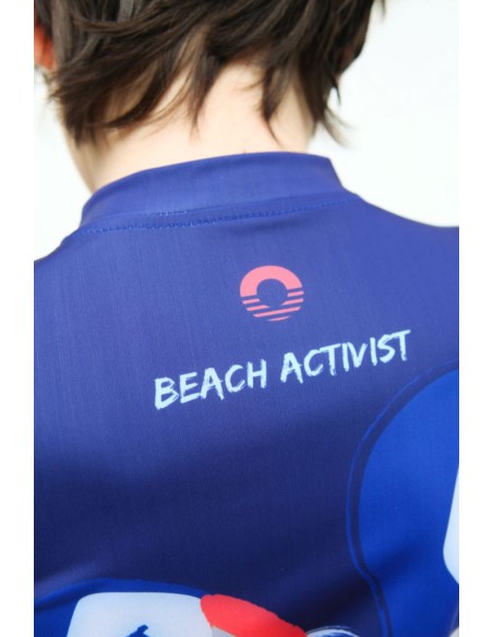 T-shirt anti-uv éco-responsable UPF50+ à zip ventral made in France - de 3 à 10 ans - Macareux fringuant