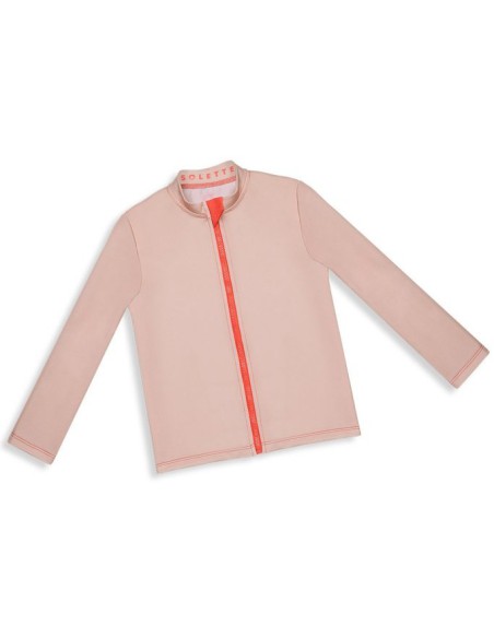 T-shirt anti-uv éco-responsable UPF50+ à zip ventral made in France - de 3 à 10 ans - Rose pimpant