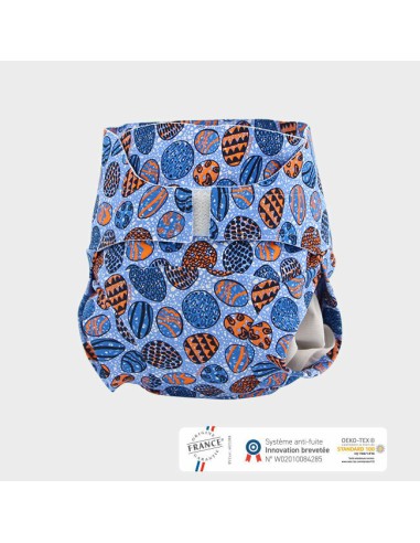 Couche lavable plage bleu okouta 12 mois- made in France