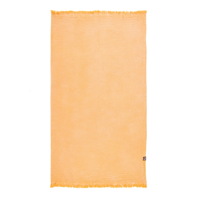 Serviette de plage jaune nid d'abeille - 100% coton oeko-tex
