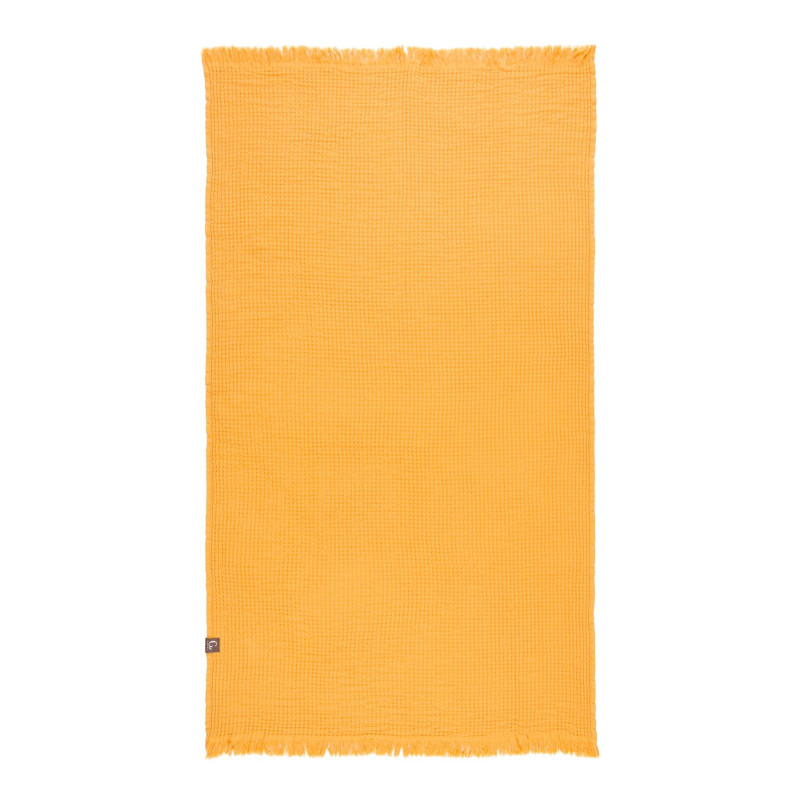 Serviette de plage jaune nid d'abeille - 100% coton oeko-tex