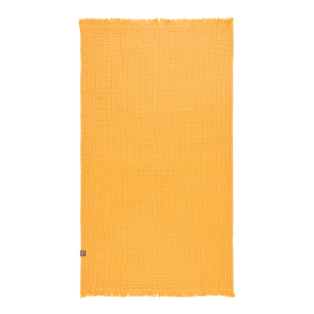 Serviette de plage jaune nid d'abeille - 100% coton oeko-tex