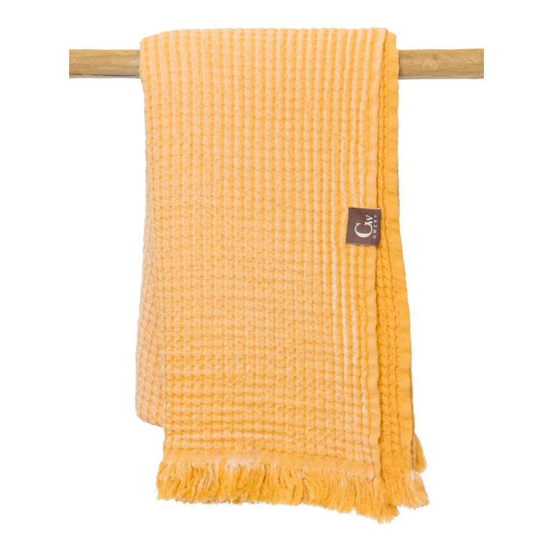 Serviette de plage jaune nid d'abeille - 100% coton oeko-tex
