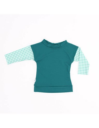T-shirt anti-UV bébé mangrove et menthe - 6 à 24 mois, fabriqué en France