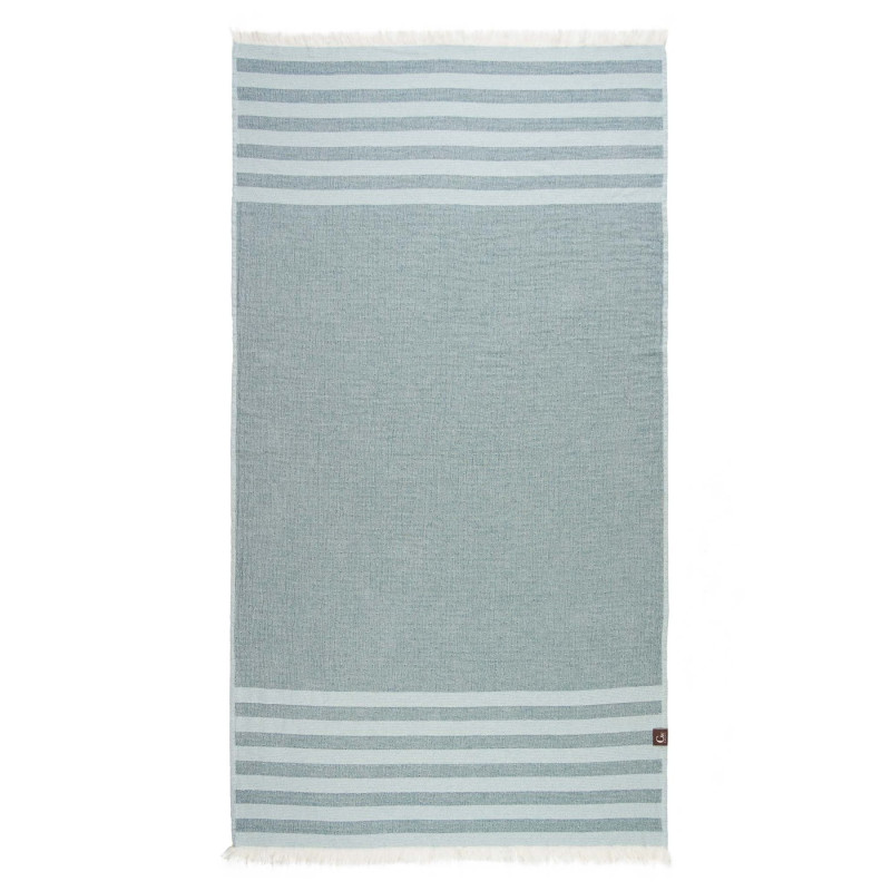 Serviette de plage rayée verte - 100% coton oeko-tex