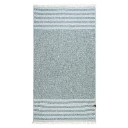 Serviette de plage rayée verte - 100% coton oeko-tex