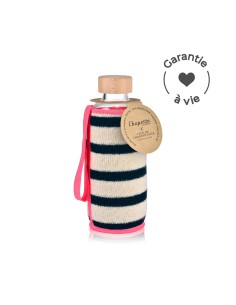 gourde isotherme garantie a vie, en verre et bois avec sa couverture