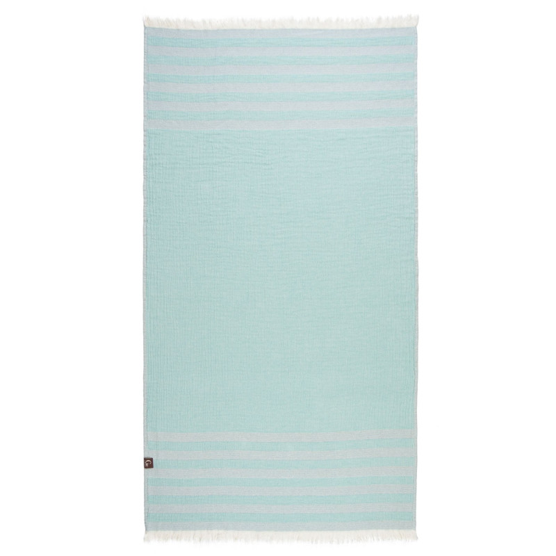 Serviette de plage rayée verte - 100% coton oeko-tex