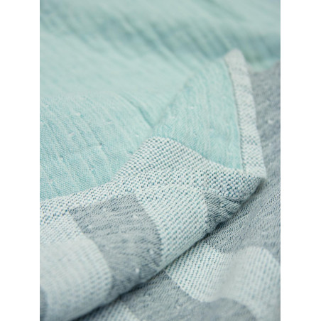 Serviette de plage rayée verte - 100% coton oeko-tex