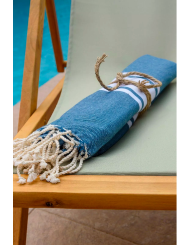 Fouta de plage BLEU PETROLE kazaluz fouta coton, fouta artisanale, fouta tunisie, kasaluz, serviette plage éthique, fouta tissée