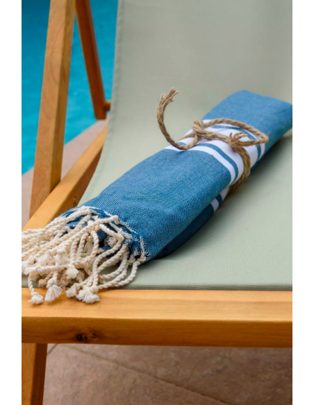 Fouta de plage BLEU PETROLE kazaluz fouta coton, fouta artisanale, fouta tunisie, kasaluz, serviette plage éthique, fouta tissée