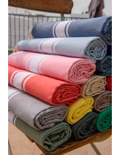 Fouta KASALUZ  artisanale en coton tunisien BEIGE fouta coton, fouta artisanale, fouta tunisie, kasaluz, serviette plage éthique