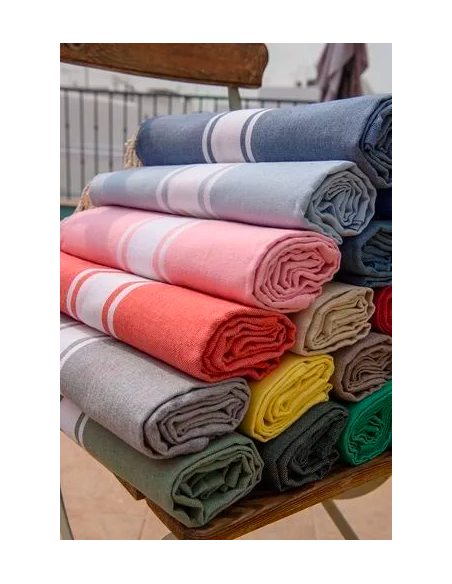 Fouta KASALUZ  artisanale en coton tunisien BEIGE fouta coton, fouta artisanale, fouta tunisie, kasaluz, serviette plage éthique