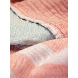 Serviette de plage rayée orange et verte - 100% coton oeko-tex