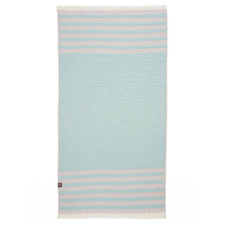 Serviette de plage rayée orange et verte - 100% coton oeko-tex