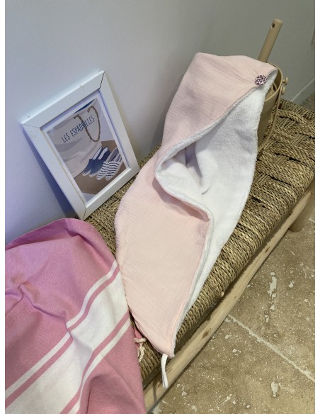 Serviette à cheveux fabriquée en France en provence coton bio doux
