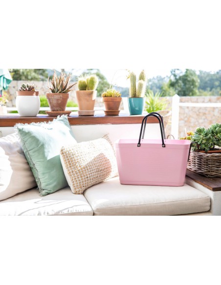 Sac cabas rose poudré green plastic - Fabriqué en Europe