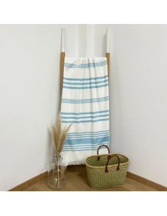 fouta double éponge turquoise