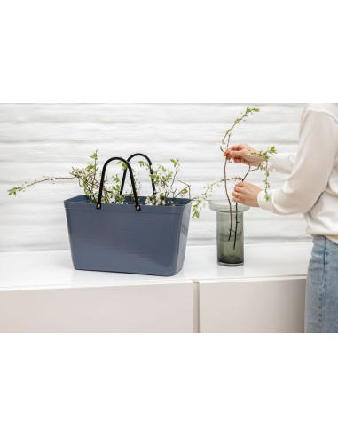 Grand cabas bleu gris plastique bio-sourcé