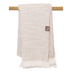 Serviette de plage premium beige nid d'abeille - 100% coton oeko-tex
