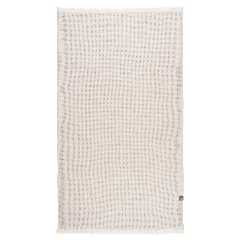 Serviette de plage premium beige nid d'abeille - 100% coton oeko-tex