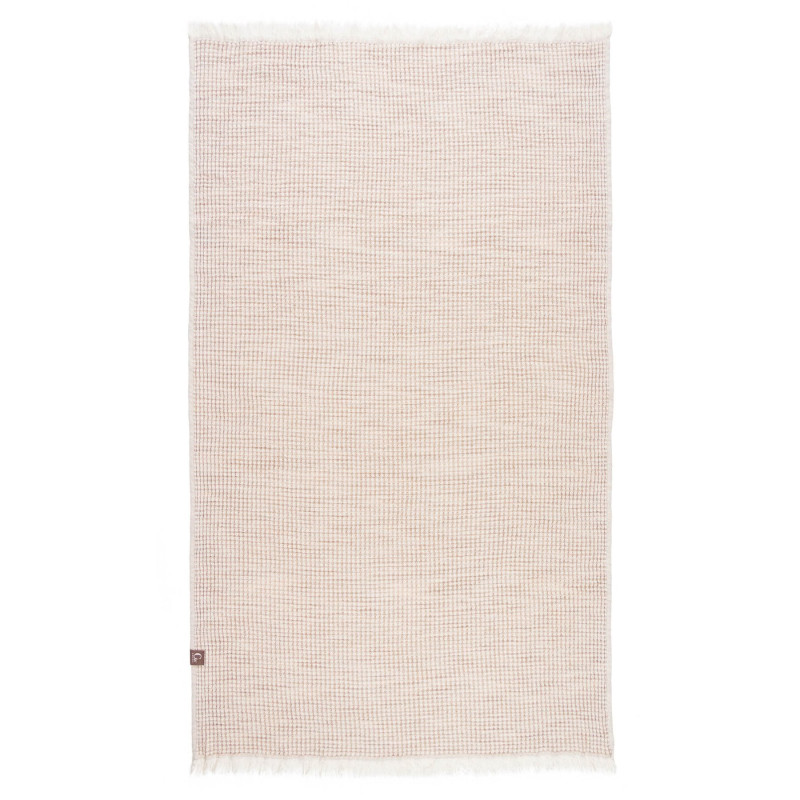Serviette de plage premium beige nid d'abeille - 100% coton oeko-tex