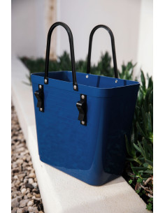 Cabas HINZA Tall Bleu Marine – Avec Crochets Vélo – Bioplastique Recyclé