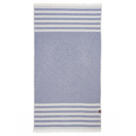 Serviette de plage rayée bleu et jaune - 100% coton oeko-tex