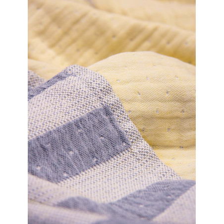 Serviette de plage rayée bleu et jaune - 100% coton oeko-tex