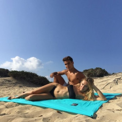 Drap de plage XXL turquoise - Fabriqué en France, respectueux de l'environnement