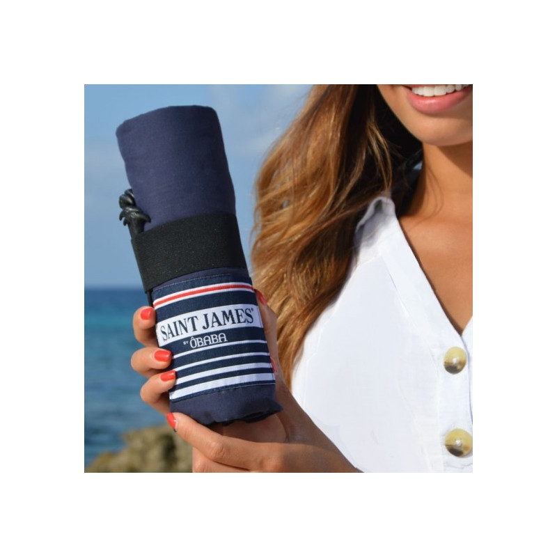 Drap de plage XXL bleu Saint James - Fabriqué en France, respectueux de l'environnement