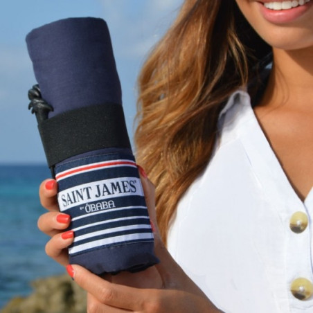 Drap de plage XXL bleu Saint James - Fabriqué en France, respectueux de l'environnement