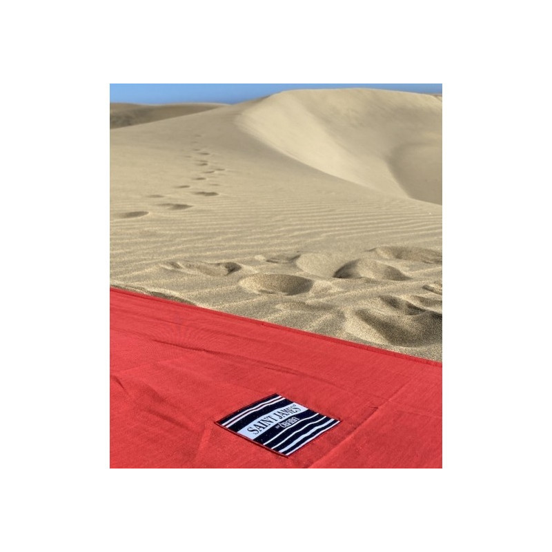 Drap de plage XXL rouge Saint James - Fabriqué en France, respectueux de l'environnement