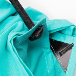 Drap de plage XXL+ turquoise avec des piquets - Fabriqué en France, responsable, 100% coton