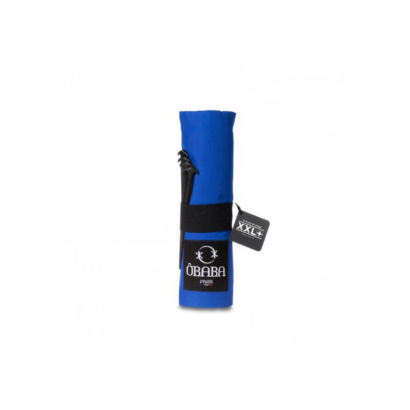 Drap de plage XXL+ bleu outremer avec des piquets - Fabriqué en France, responsable, 100% coton