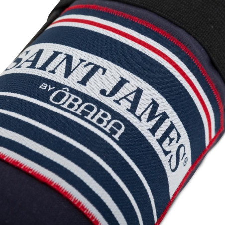 Drap de plage XXL+ Saint James bleu avec des piquets - Fabriqué en France, responsable, 100% coton