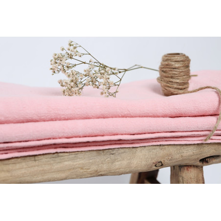 Drap de plage XXL rose blush 100% lin lavé français - Fabriqué en France