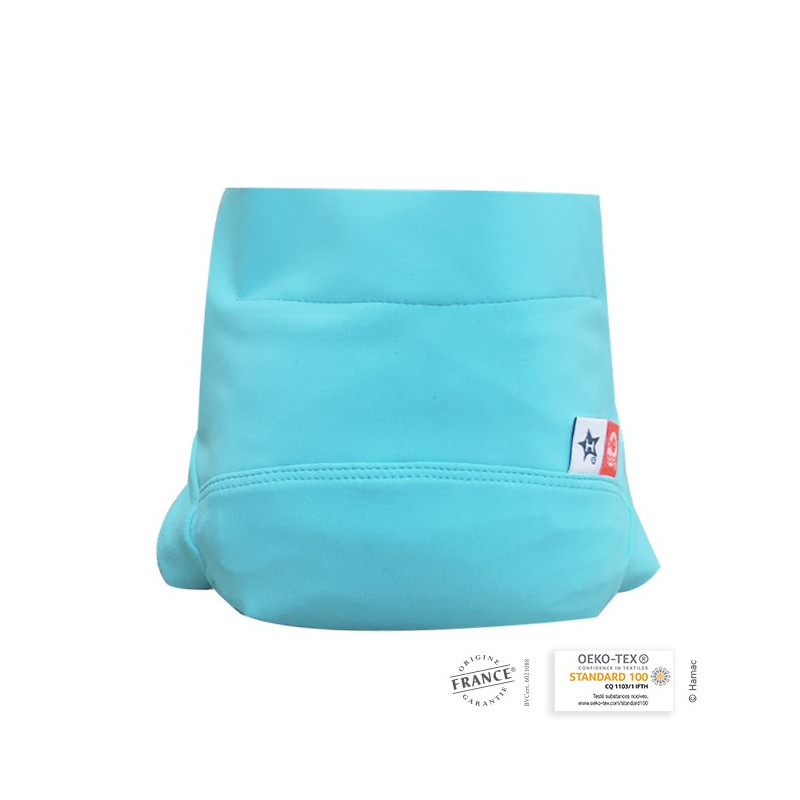 Couche lavable plage et piscine bleu ciel  6 à 24 mois - fabrication française