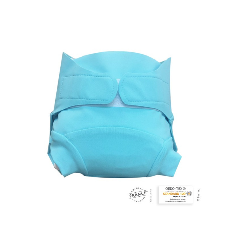 Couche lavable plage et piscine bleu ciel  6 à 24 mois - fabrication française