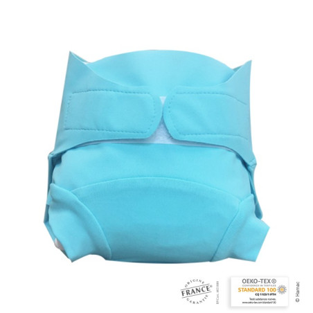 Couche lavable plage et piscine bleu ciel  6 à 24 mois - fabrication française