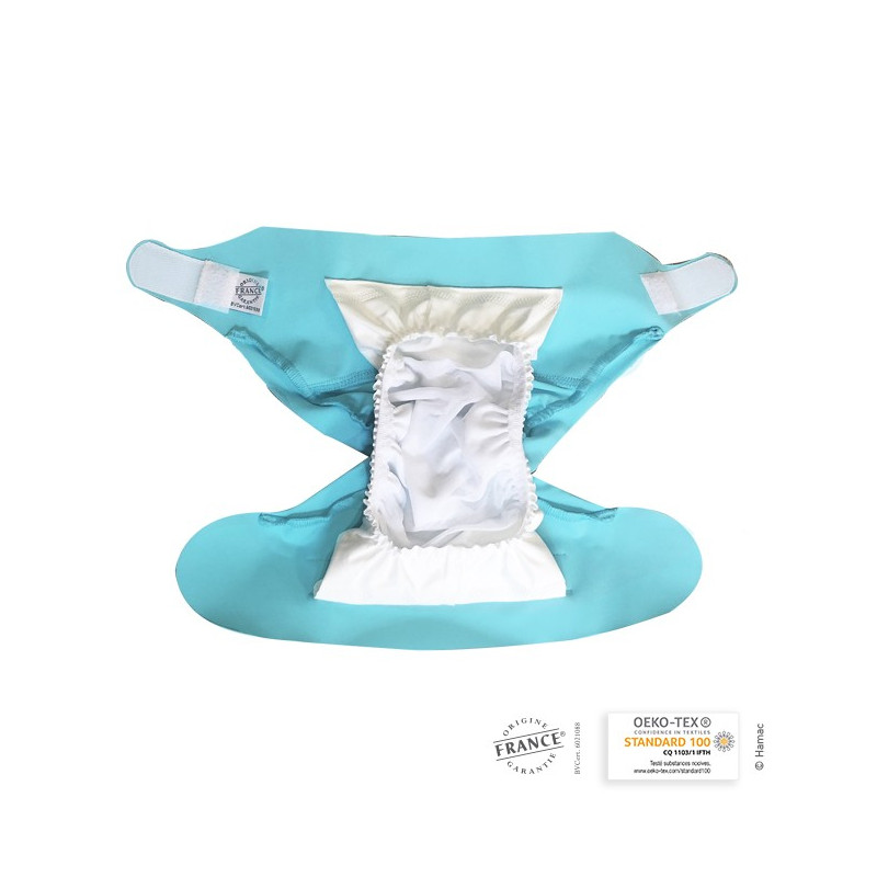 Couche lavable plage et piscine bleu ciel  6 à 24 mois - fabrication française